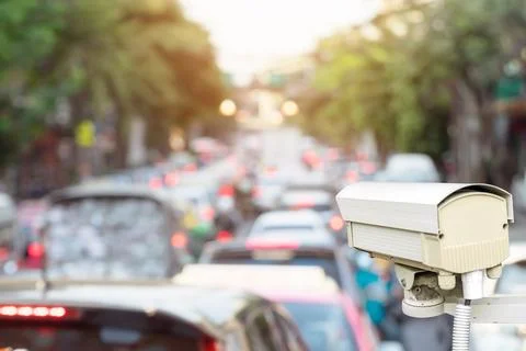 Traffic security camera. Stock Photos