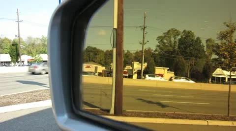 Traffic Seen Reflected on Left Side Mirror Stock Video Stock Footage