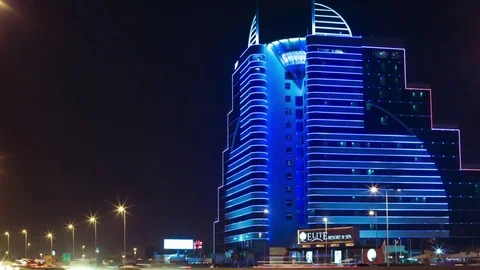 Traffic in Shaik Hamad Causeway Timelapse Bahrain. Tilt down Stock Footage 74647154