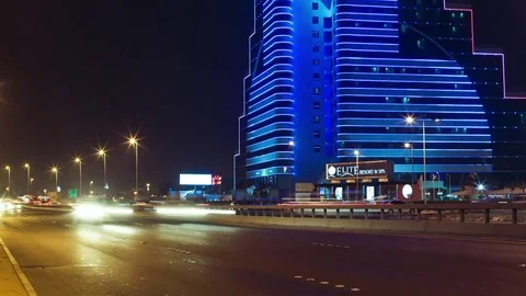 Traffic in Shaik Hamad Causeway Timelapse Bahrain. Tilt Up Stock Footage 81495604
