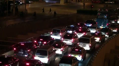 Traffic shanghai - nightshot Stock Footage 8515217