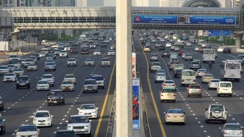 Traffic on Sheikh Zayed Road Stock Footage 104398199