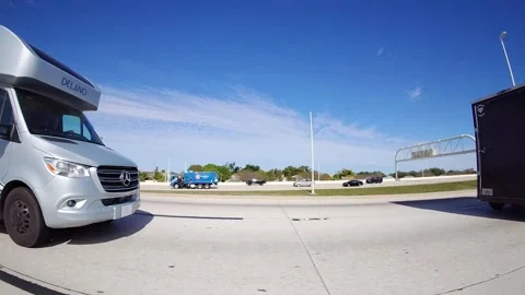 Traffic side pan Interstate 4 Tampa Florida Camper van and truck and trailer Stock Footage 328614682