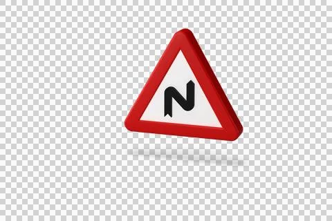 Traffic sign, 3d render. danger dangerous curves right - left Stock Illustration