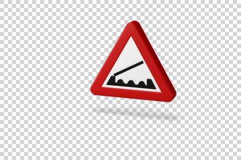 Traffic sign, 3d render. mobile bridge. highway traffic code. Illustrazione stock