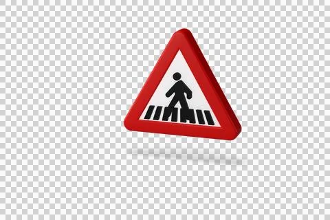 Traffic sign, 3d render. Pedestrian crossing danger. highway traffic code Stock Illustration