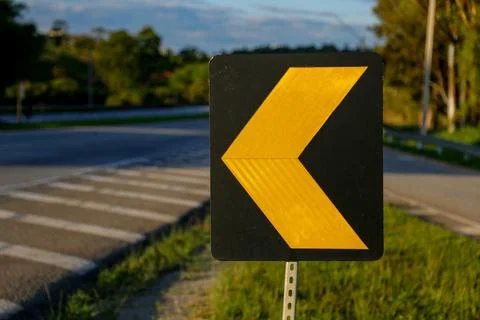 Traffic sign - arrow-shaped alignment road sign Stock Photos