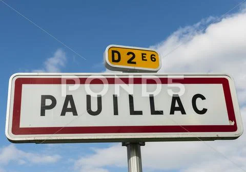 Traffic sign city pauillac city of wine Stock Photos