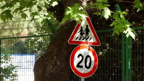 Traffic Sign EU School 2 Stock Footage 84625454