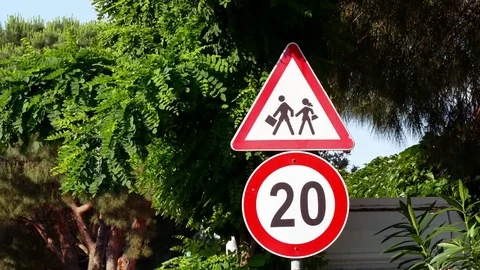 Traffic Sign EU School Stock Footage 82774473