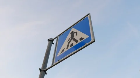 Traffic sign footpath, low angle Stock Footage 91395970
