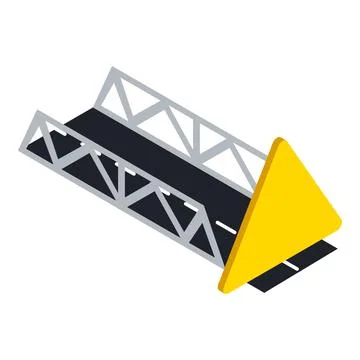Traffic sign icon isometric vector. Road bridge and yellow triangular road sign Stock Illustration