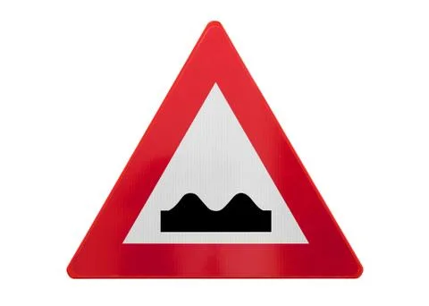Traffic sign isolated - Bumpy road ahead Stock Photos