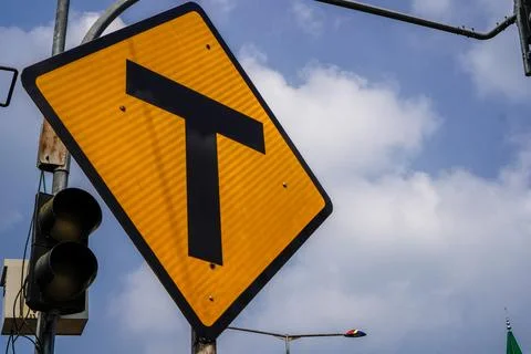 Traffic sign junction Stock Photos