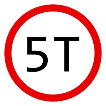 Traffic sign Load limit 5 tonnes vector Stock Illustration