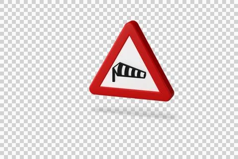 Traffic sign made with 3d render. Cross wind hazard. highway traffic code Stock-Illustration