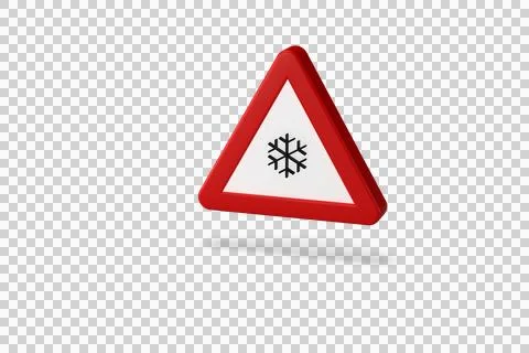 Traffic sign made with 3d render. danger slippery pavement due to ice or snow Illustrazione stock