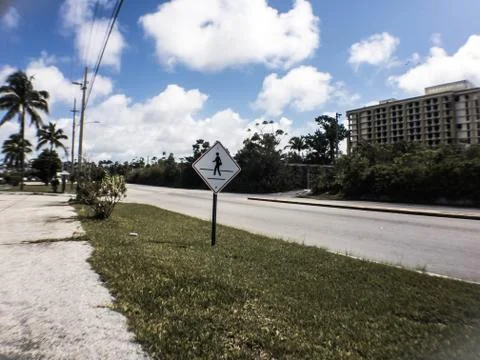 Traffic Sign Pedestrian Crossing By Ruby Swiss Freeport Grand Bahama, Bahamas Foto stock