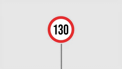 Traffic sign speed limit 130 alpha over lay video animation Stock Footage 282525059