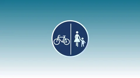 Traffic Sign, Split Pedestrian and Bicycle path Video stock 70082497