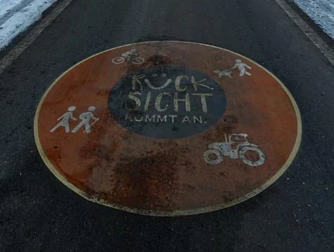 Traffic sign in thuringia concerning consideration in winter Stock Photos