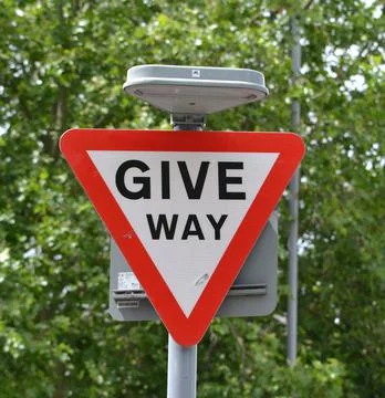 Traffic Sign UK - Give Way Stock Photos