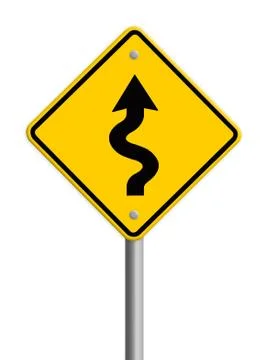 Traffic sign zigzag isolate on white background Stock Illustration