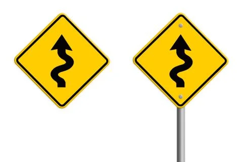 Traffic sign zigzag isolate on white background Stock Illustration