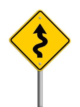 Traffic sign zigzag isolate on white background Stock Illustration
