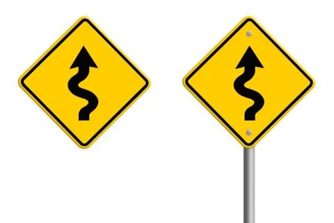 Traffic sign zigzag isolate on white background Stock Illustration