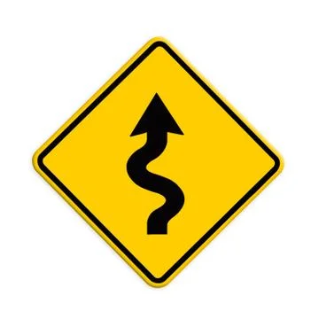 Traffic sign zigzag isolate on white background Stock Illustration