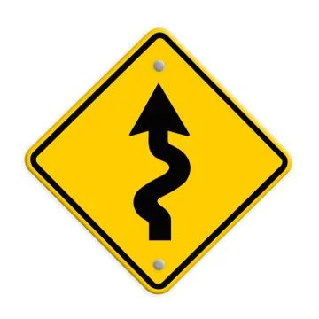 Traffic sign zigzag isolate on white background Stock Illustration