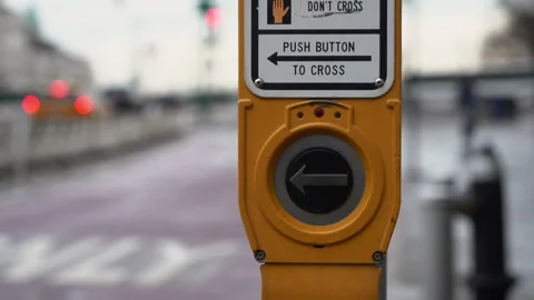 Traffic Signal Button Designed for Safe Pedestrian Crossing in Urban Environment 動画素材 291638431