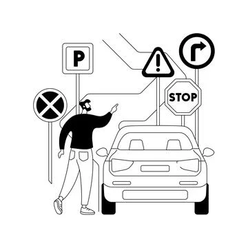 Traffic signs abstract concept vector illustration. Stock Illustration