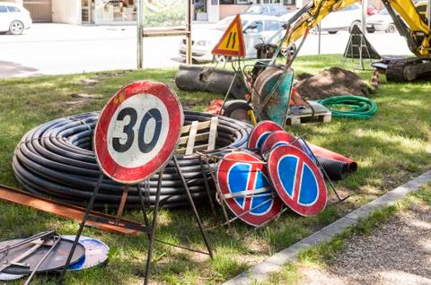 Traffic signs group . Stock Photos