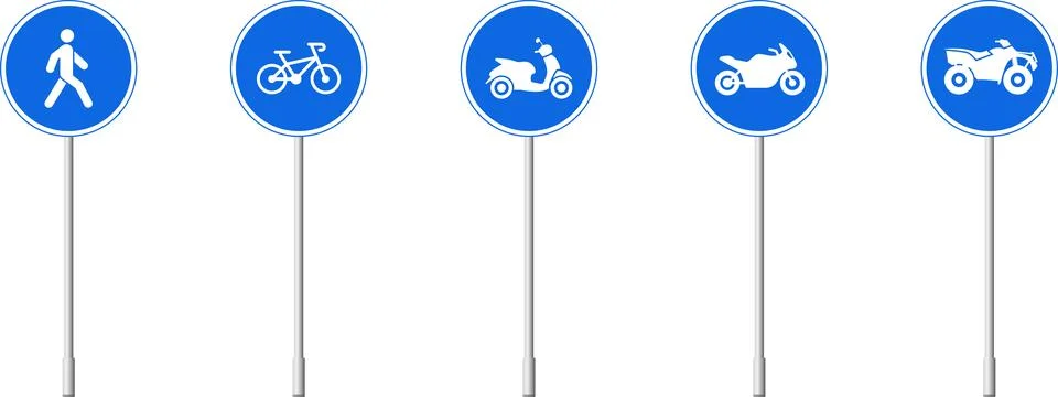 Traffic signs permitting specific types of vehicles. Mandatory signs vector Stock Illustration