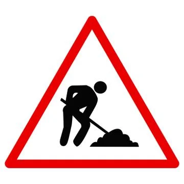 Traffic signs red triangle - Work underway or road construction site. Illustrazione stock