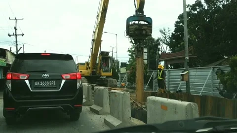 Traffic situation on excavation projects Stock Footage 221672858