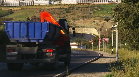Traffic slows down on mountain road Stock Footage 43157612