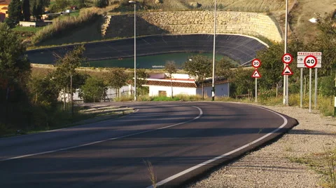 Traffic slows down on mountain road Stock-Footage 43158838