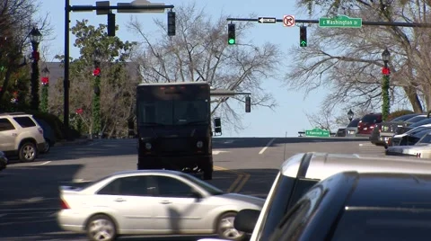 Traffic, Small City2 Stock Footage 1044333