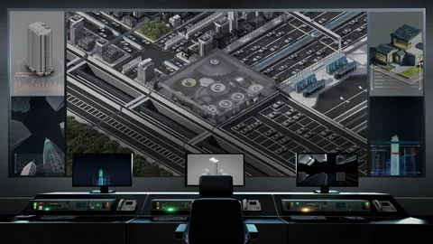 Traffic in a Smart city controlled by Ge... | Stock Video | Pond5