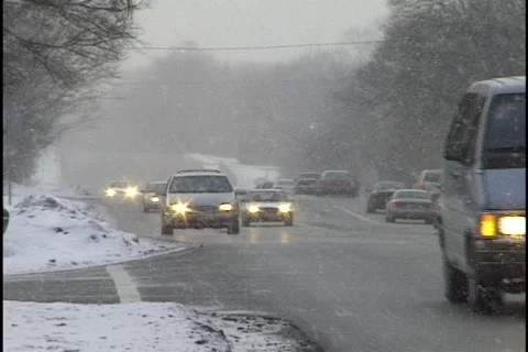 Traffic in the Snow 1 Stock Footage 298637