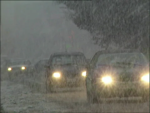 Traffic in snow Stock Footage 637130