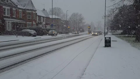 Traffic in snowfall. Stock Footage 147203156