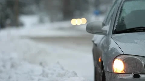 Traffic on snowy road Stock Footage 10579069