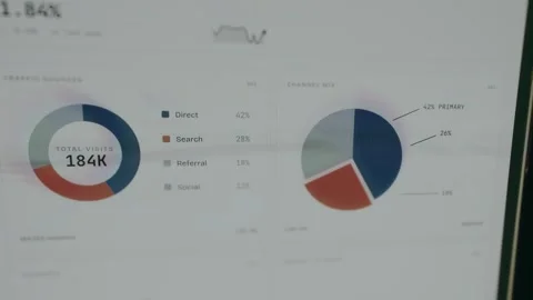 Traffic Sources report with data for Total Visits and Channel Mix chart Stock Footage 333859806