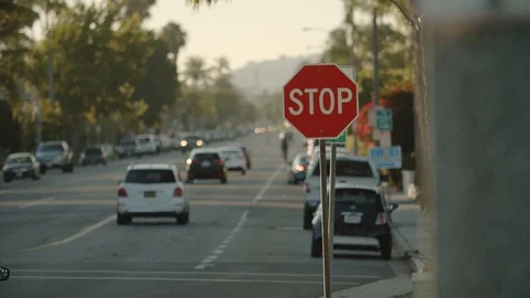 Traffic stop sign Stock Footage 114138414