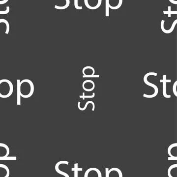 Traffic stop sign icon. Caution symbol. Seamless pattern on a gray background Stock Illustration