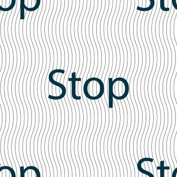 Traffic stop sign icon. Caution symbol. Seamless pattern with geometric texture. Stock Illustration